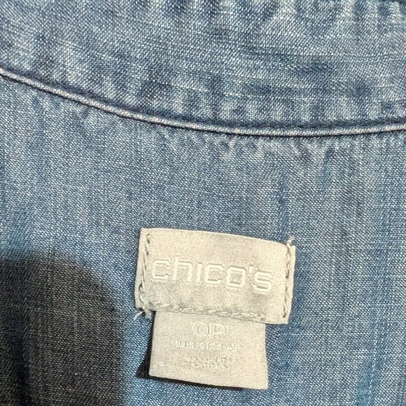Chico's Shirt Dress Size 0P Petite Long Maxi Button-Front Jean Blue Size 4 - Picture 10 of 11